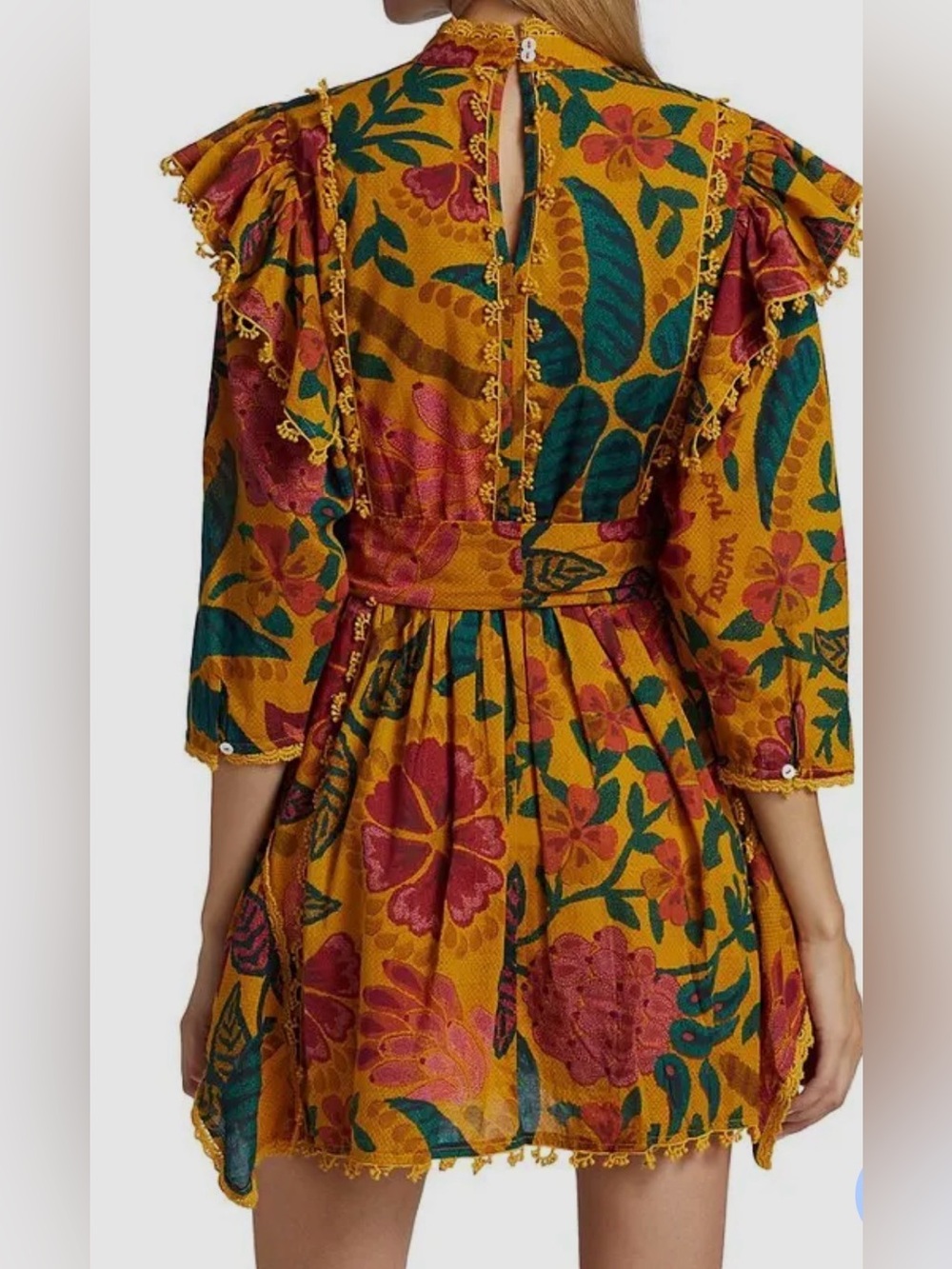 Farm Rio Bohemian Mustard Floral Mini Dress